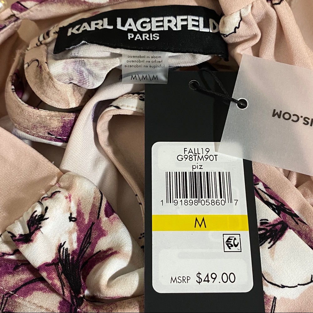 Karl Lagerfeld Floral Sleeveless Pleated Blouse - Picture 8 of 10